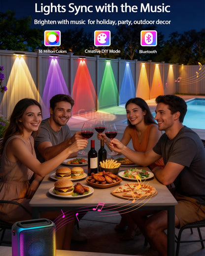 Cujemy Outdoor Deck Lights 16 Pack, 100ft Smart RGB Outdoor Lights, APP, Remote Control, Waterproof LED String Light with Timer for Wall Fence Step Yard Stairs Pool Halloween Christmas Decor