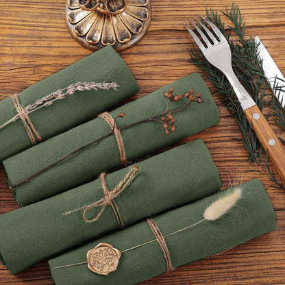Socomi Cloth Napkins Green Summer Washable Reusable Bulk Linen Cotton Napkins Set of 6 17"x17" for Wedding Party Bridal Baby Shower Birthday Dining Table Decorations