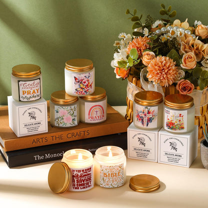 MTLEE 24 Pcs Christian Gifts for Women Bulk Lent with Catholic Bible Verses Religious Faith Jar Scented Candles for Church Coworkers Employees Teachers Nurse Healthcare Worker(White)
