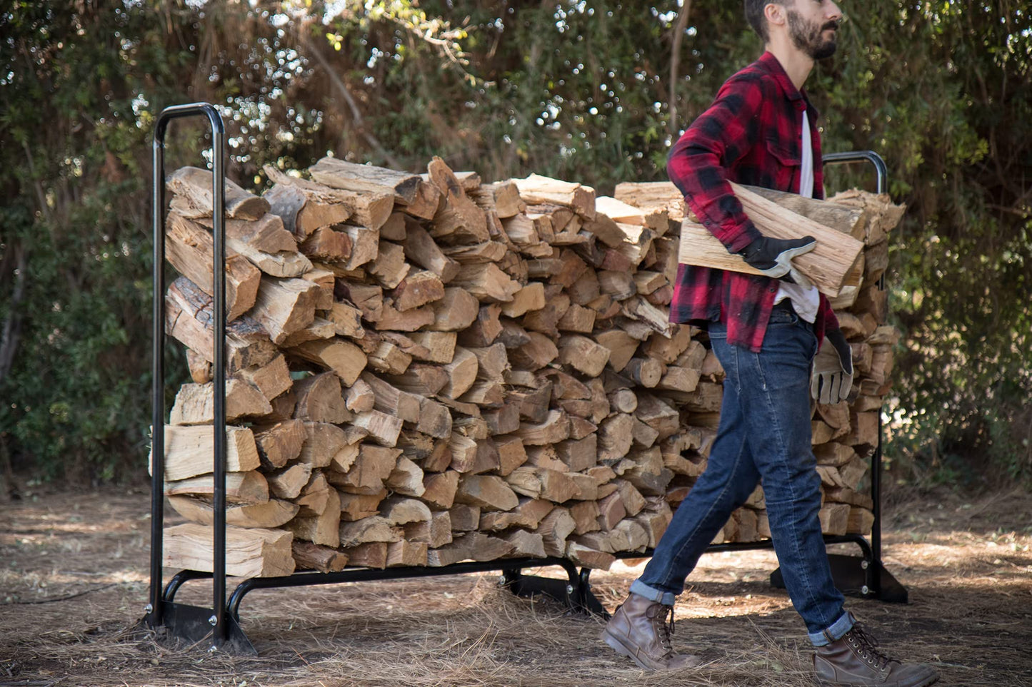 Champion Power Equipment 201164 96-Inch Firewood Heavy Duty Wood Log Rack, Weather Resistant Cover Included