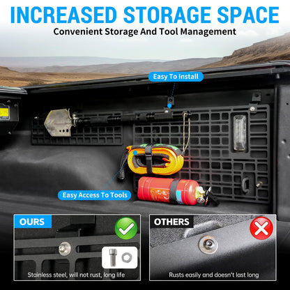 Utiiy Side Molle Panel Compatible with 2019-2024 Jeep Gladiator JT Bed Storage Cargo Rack Truck Bed Organizer No Drilling Fits for Gladiator Accessories