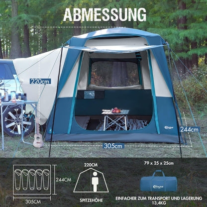Portal 5-Person SUV Tent with Porch, Blue, Water-Resistant & Windproof, Spacious Car Camping Tent, Fits SUVs, MPVs, Vans & Pickups