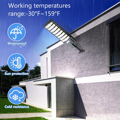 Solar Lights Outdoor Waterproof with Motion Sensor & Remote, IP66 Commercial Solar Street Light, Dusk to Dawn LED Security Flood Light for Parking Lot, Yard, Driveway - Timer Adjustable Brightness 2P