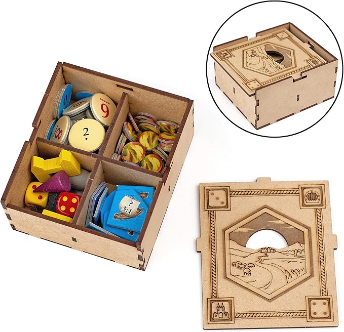 TowerRex Organizer Compatible with Catan Board Game and Cities and Knights Seafarers Expansions Storage Insert Accessories Upgrade