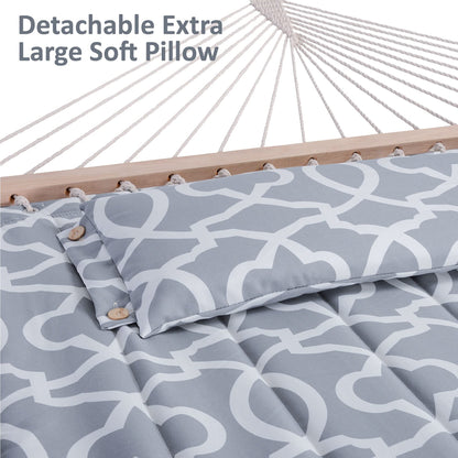 SUNCREAT Double Quilted Hammock with Stand and Rain Cover