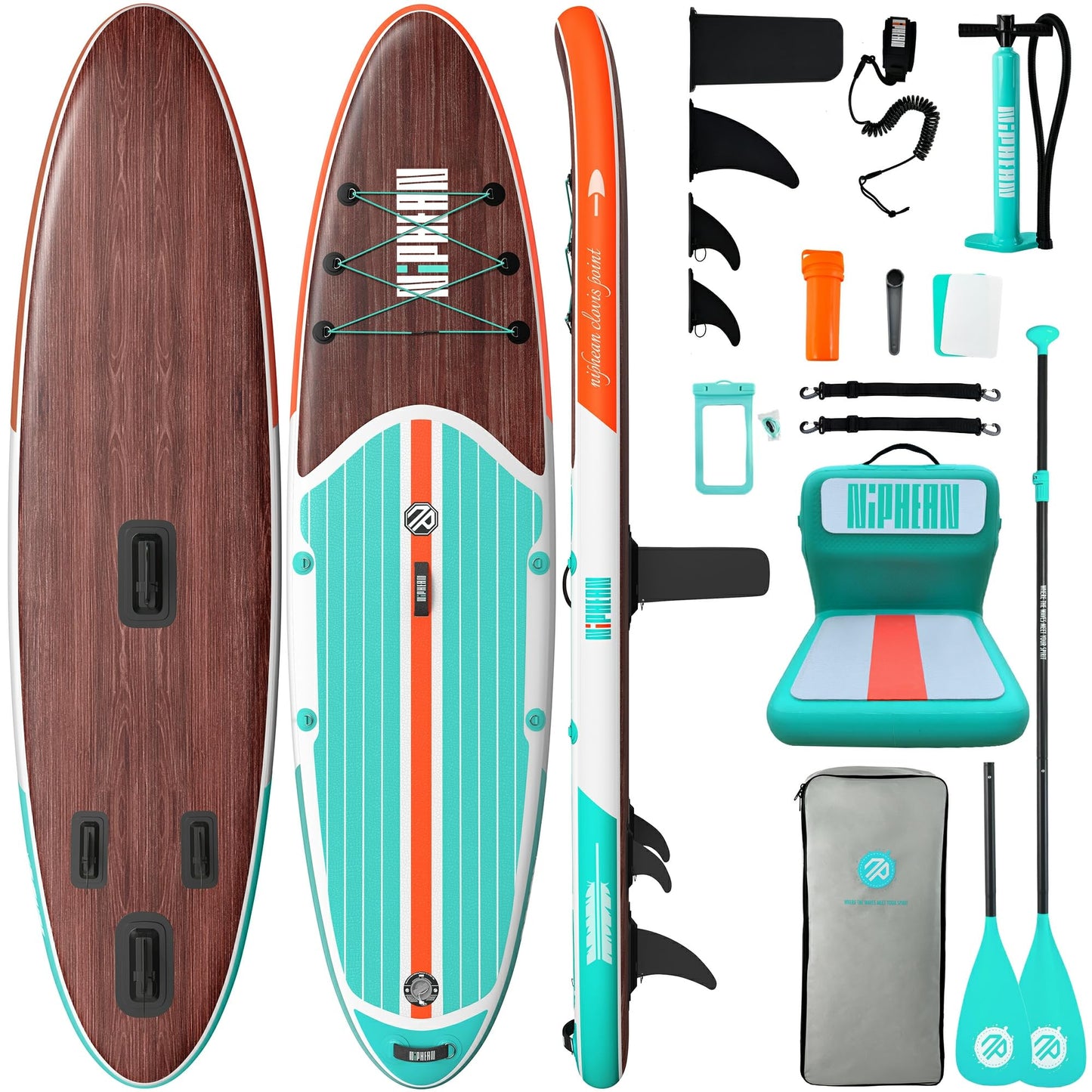 Niphean Paddle Board with Seat, 10’6’’ Paddleboard Inflatable Paddle Board with Seat Anti-Slip EVA Deck and StabilTrac Fin, Inflatable Paddle Boards for Adults & Youth of All Skill Levels