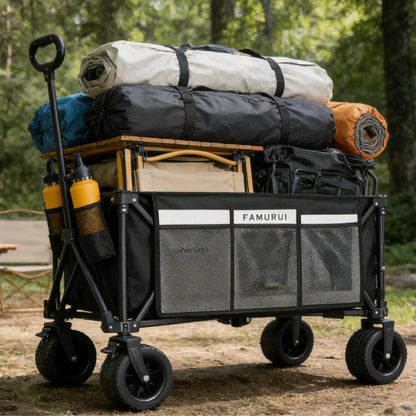 BARWING Folding Wagon Cart, 560lbs Heavy Duty Capacity, 260L Extra Large with 7" All-Terrain Wheels,The Top Choice for Camping, Beaches, and Outdoor Use