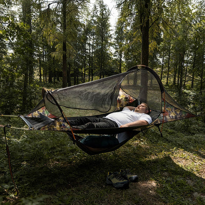 Night Cat Flat Lay Hammock Tent: Portable Lightweight Camping Hammock with Mosquito Net Waterproof Rainfly for Adults 1 Person Outdoor Camping Camouflage