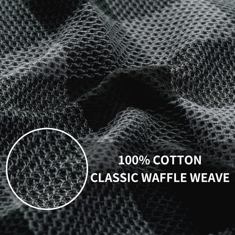 Homaxy 100% Cotton Waffle Weave Check Plaid Kitchen Towels, 13 x 28 Inches, Super Soft and Absorbent Dish Towels for Drying Dishes, 4-Pack, Black & Grey