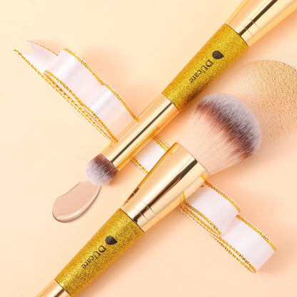 DUcare Foundation Brush Contour Bronzer Makeup Brush Double Ended Self Tanner Brush Sculpting Brush for Blending Liquid Powder Concealer Cream Cosmetics Blush Buffe