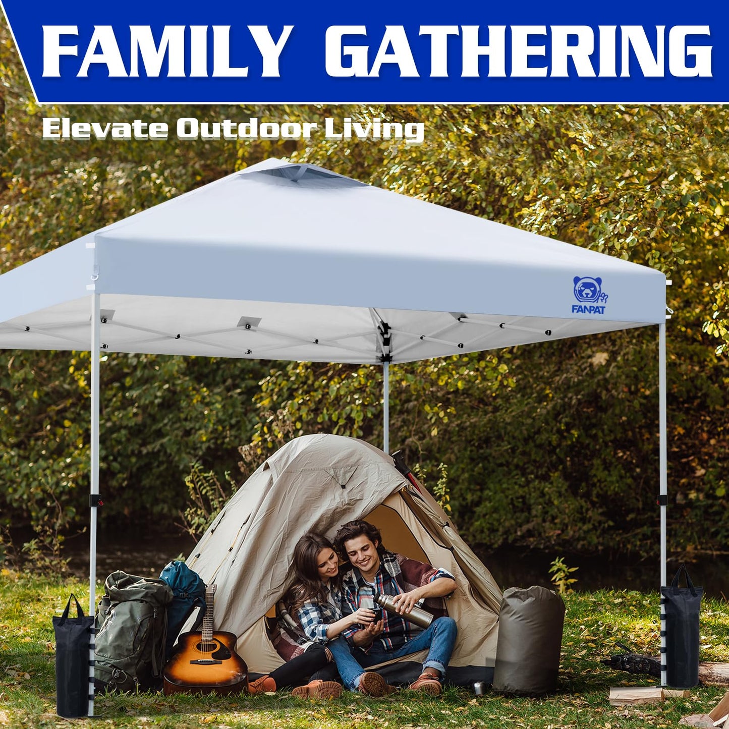 FANPAT 10x10 Pop Up Canopy Tent,300D Silver-Coating Top,1-Person Setup Commercial Heavy Dury Tent Instant Portable Shelter and Carry Bag, Bonus 8 Stakes and 4 Canopy Weights(Black)