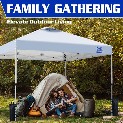 FANPAT 10x10 Pop Up Canopy Tent,300D Silver-Coating Top,1-Person Setup Commercial Heavy Dury Tent Instant Portable Shelter and Carry Bag, Bonus 8 Stakes and 4 Canopy Weights(Black)