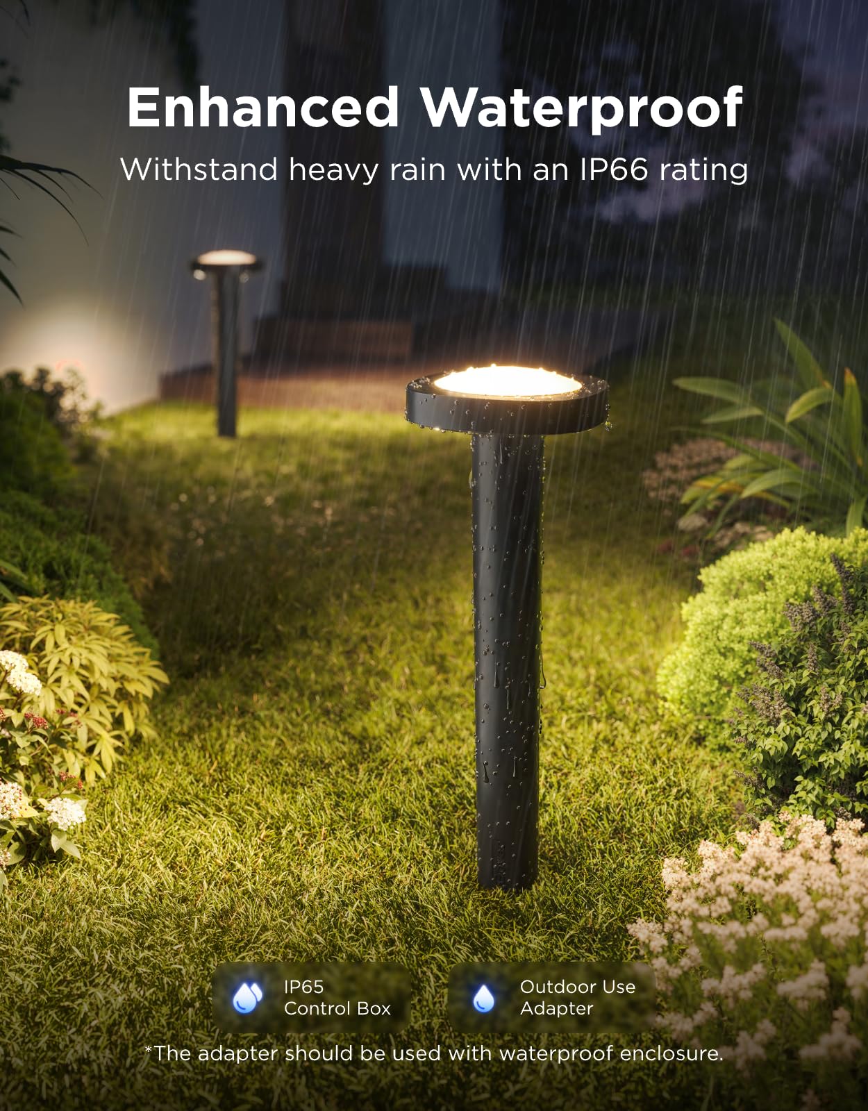 Govee Outdoor Pathway Lights 2, IP66 Waterproof Patio Lights, 60+ Scene Modes Landscape Lighting for Yard, Garage, Garden, Lawn, Outdoor Decor, Works with Alexa, Google Assistant, Matter, Wired 4 Pack