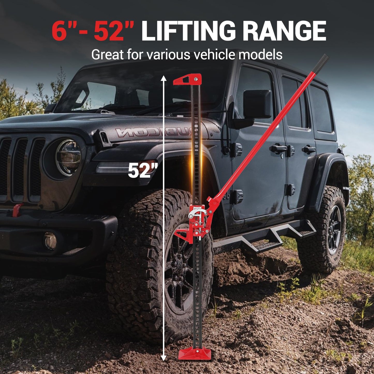 GarveeTech 3 T Farm Jack, 60 in Utility Farm Jack, 6600 LBS Capacity Ratcheting Off Road Utility Jack, Heavy-Duty Farm Jacks Foratv, Utv, SUV, Tractor, Truck, Universal Jack