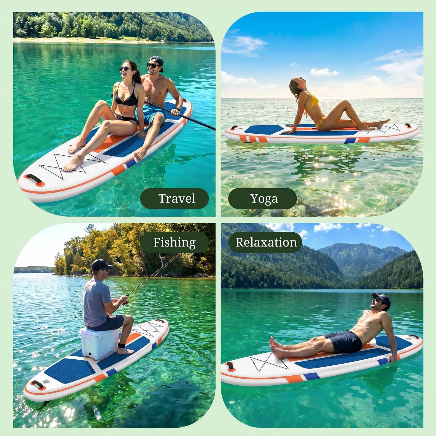 Inflatable Stand Up Paddle Board, 10.5' x 33" x 6" Wide Stable SUP Board with Non-Slip Deck, Heavy Duty Paddle Boards with Complete SUP Kit for Adults & Youths, Blue & Orange
