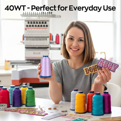 Poolin Embroidery Machine Thread Richword Selected 60 Colors 40WT (108D/2) Polyester Thread Kit Each Cone 4000M (4374Y)