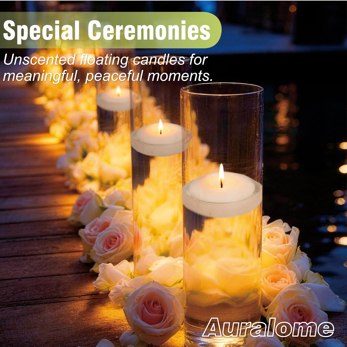 Auralome White Floating Candles 3-Inch - 12 Pack Water Floating Candle Long Burning Candle Set Unscented Candles Floating for Centerpieces Wedding Dinner Thanksgiving Party Home Decor