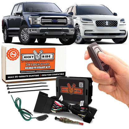 Kicky Ride Plug-in Remote Start Kit – Start from Your Factory Fob – Some Ford, Lincoln Vehicles – F-150, F-250/350, Edge, Ranger, Bronco Sport, MKZ & More! – Extend Runtime - Check CAR Compatibility