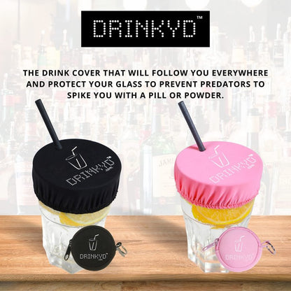 DRINKYD™ The Drink Cover for Alcohol Protection and Spiking Prevention - Washable & Reusable w/Keychain (1 Pack, Pink)