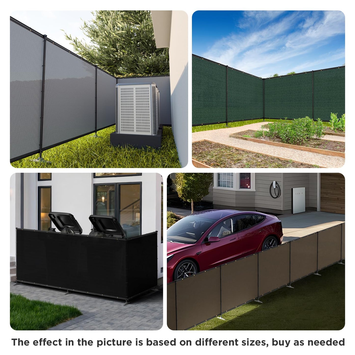 Coonoble 5' x 12' Green Outdoor Privacy Screen Freestanding 240 GSM Privacy Fence Panels for Outside, Pool Fences with Poles, Backyard Temporary Fencing, Privacy Wall Ground Pole Fence