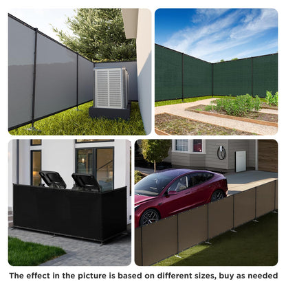 Coonoble 5' x 12' Green Outdoor Privacy Screen Freestanding 240 GSM Privacy Fence Panels for Outside, Pool Fences with Poles, Backyard Temporary Fencing, Privacy Wall Ground Pole Fence