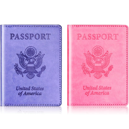 Herain Passport Holder for Travel 2 Pcs, Passport Cover Wallet Case Women Men Family Travel Cruise Ship Essentials, Passport Book Holders Travel Gifts Vacation Must Haves