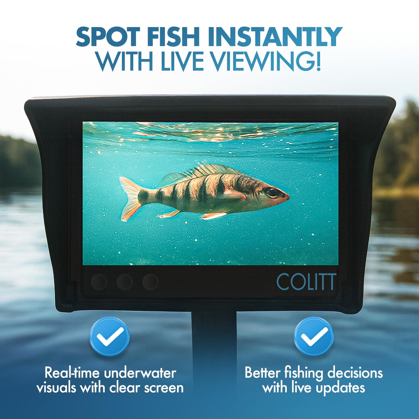 Colitt Underwater Fishing Camera, Portable Ice Fishing Camera with Monitor, Real Time Fish Viewing for Lakes and Rivers, No WiFi Required
