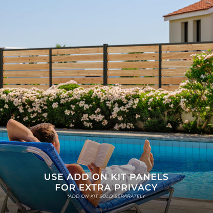 Backyard Discovery 8' x 6' Cedar Wood Outdoor Privacy Screen Wall with Durable Aluminum Metal Posts, Easy Assembly, Decorative Privacy Fence Panel for Secluded Deck, Patio, Balcony, Terrace, Hot Tub