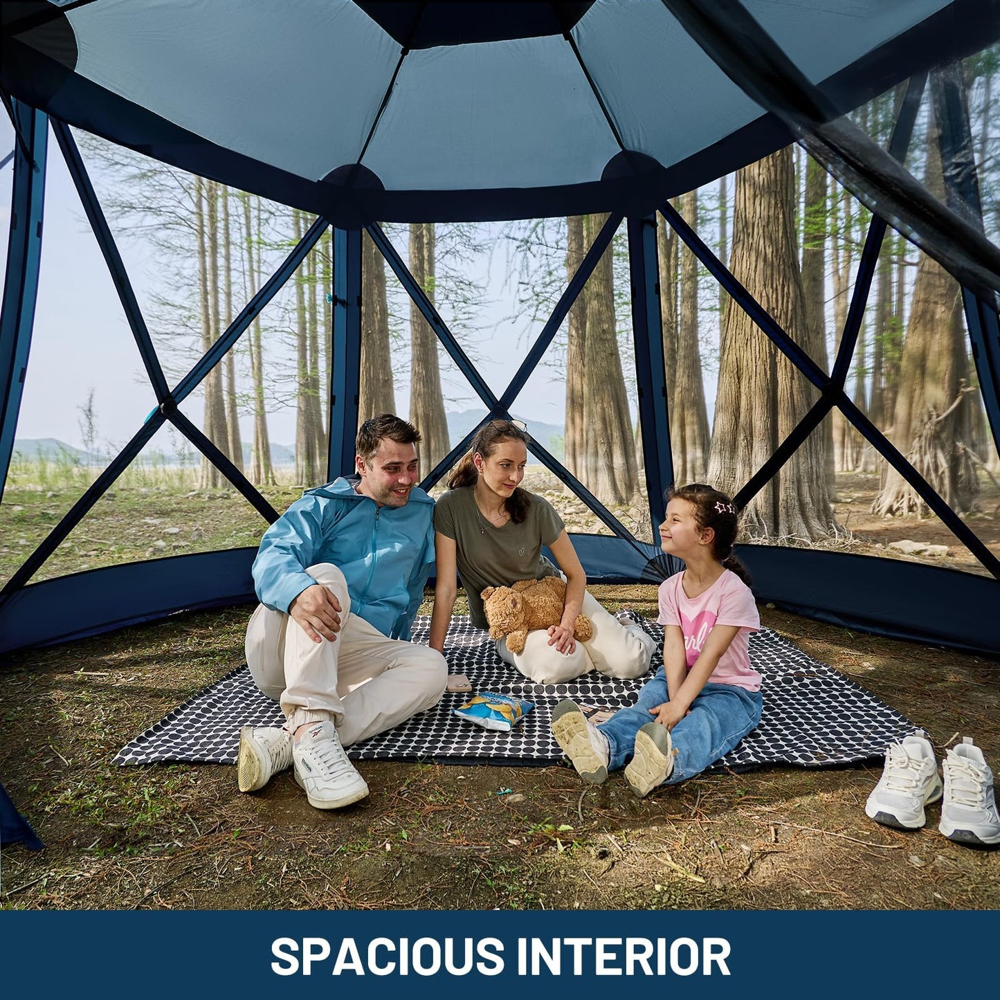 Timber Ridge Pop Up Gazebo, Portable Instant Screen House with Netting, Easy 60-Second Set-Up, Measures 12.1' x 10.5' x7.2', Fits 8 People, Ideal for Camping, Backyard, Patio, Tailgating, Picnics
