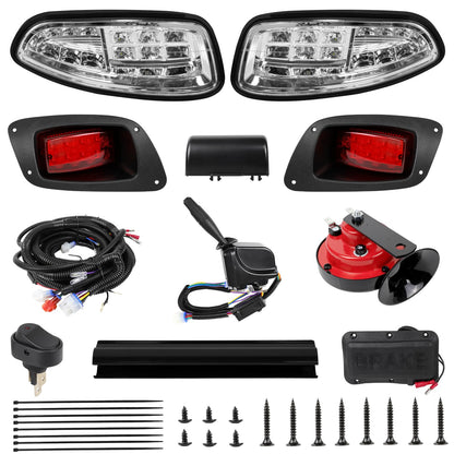 KAKSEY Deluxe Golf Cart LED Headlight Tail Light Kits Fit for EZGO RXV 2016 +, 12V Street Legal Golf Cart Lights Kit with Turn Signals Kits, Brake Lights, Horn