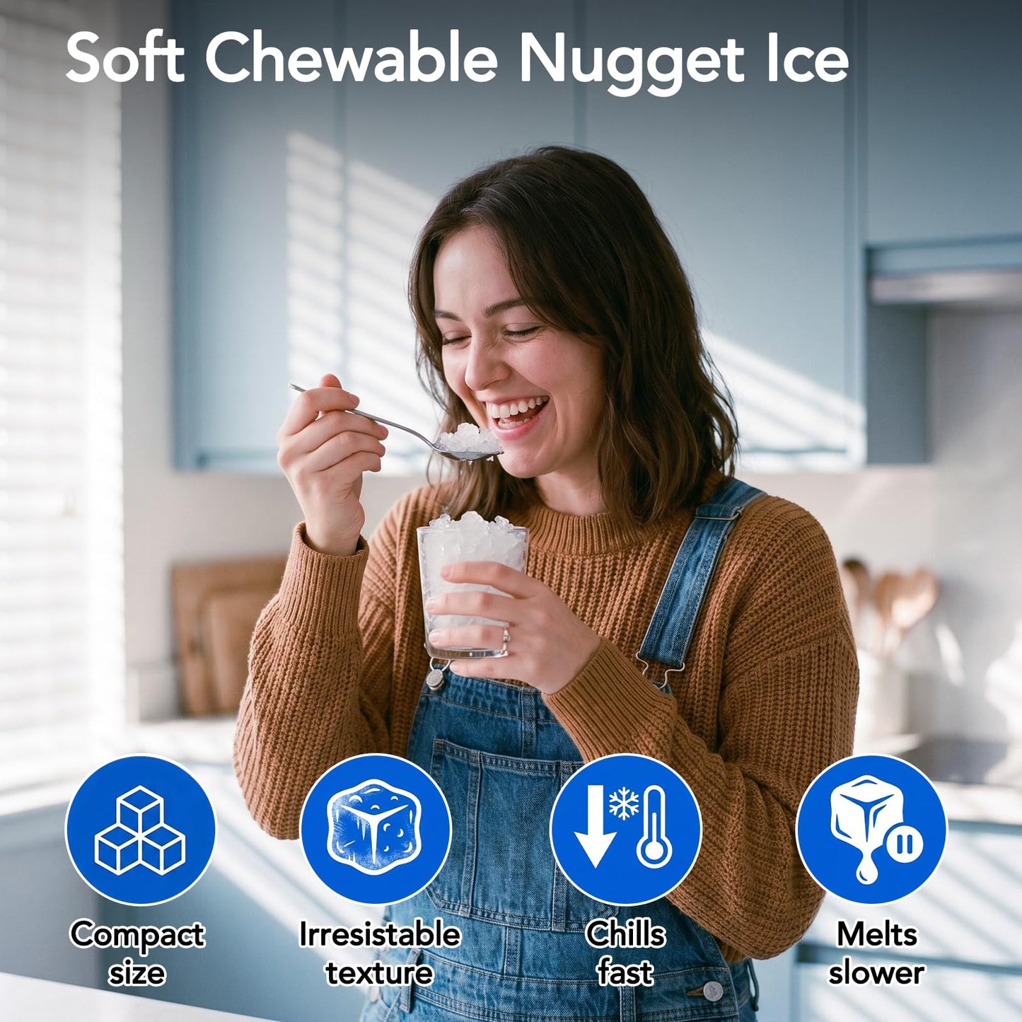 Electactic Nugget Ice Makers Countertop, Soft Crushed Pellet Portable Ice Machine with Auto-Cleaning Function, 35Lbs/24H, One-Click Operation Ice Makers for Kitchen, Office, Home