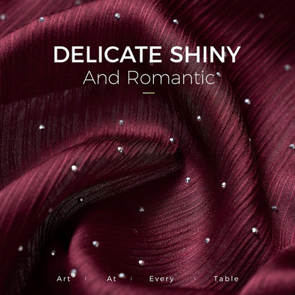 Leetaltree Dazzle Table Runner with Hot-fix Rhinestones-Luxury Scarf Table Runner 120 Inch 10FT -Elegant Gift Set with Card for Wedding,Christmas, Baby Shower,Holiday & Home Decor (Burgundy, 1 Pack)