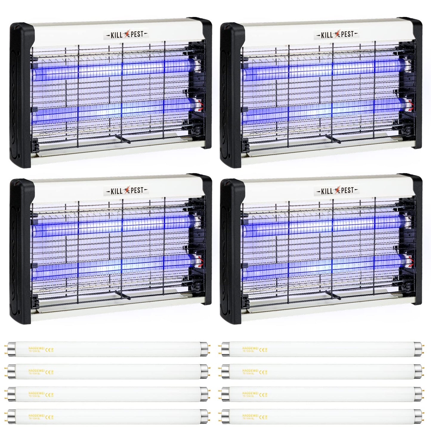 4 Pcs Electric Bug Zapper Indoor Insect Killer with Replacements Bulbs 20W Blue Light Powerful 2800V Attract Fly and Mosquito Traps with Circuit No Load Protection Outdoor Plug in Pest Control