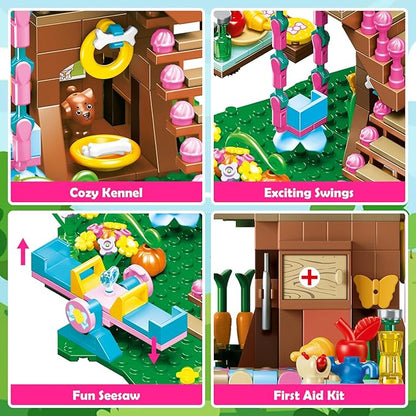 HOGOKIDS Tree House Building Set with LED Light - 622pcs Treehouse Building Blocks Toys Forest Up House Toys with Slide Birthday Easter Gifts for Kids Girls Boys Age 8 9 10 11 12+