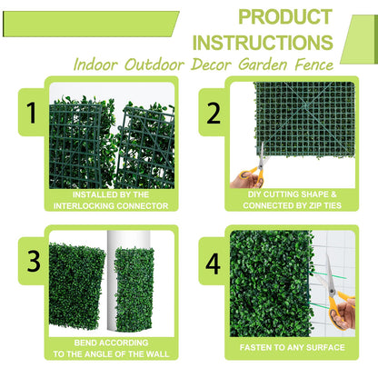 AOKIE 48x120 in Artificial Grass Roll Wall(40 sq ft), Boxwood Hedge Wall Panels UV-Anti Grass Backdrop Wall Decor, Greenery Privacy Hedge Screen for Indoor Outdoor Patio Balcony, Party Garden Fence