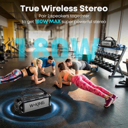 W-KING 90W Max Bluetooth Speaker, IPX6 Waterproof Portable Speakers Wireless Bluetooth, 50W Deep Bass Loud Outdoor Speaker with 40H Playtime/Stereo Pairing/TF Card/AUX/NFC for Home Party,Camping,Beach