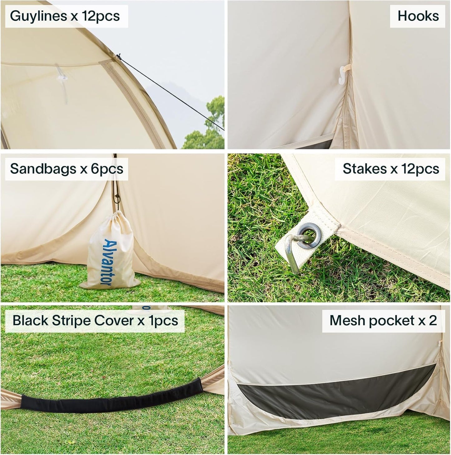 Alvantor® Pop Up Screen House Tent, UPF 50+ and Windproof Dome Outdoor Canopy Tent with Roll Up Zipped Door Privacy Gazebo, Sun Shelter Compact & Lightweight for Party Camping Fishing Picnic