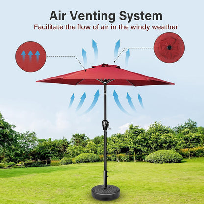Simple Deluxe 9' Patio Umbrella - Outdoor Market Umbrella with Push Button Tilt & Crank Mechanism