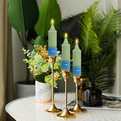 Unscented Dripless Taper Candles Light Green 5INCH Smokeless Short Taper Candlesticks for Dinner Weddings Birthday Party Home Décor