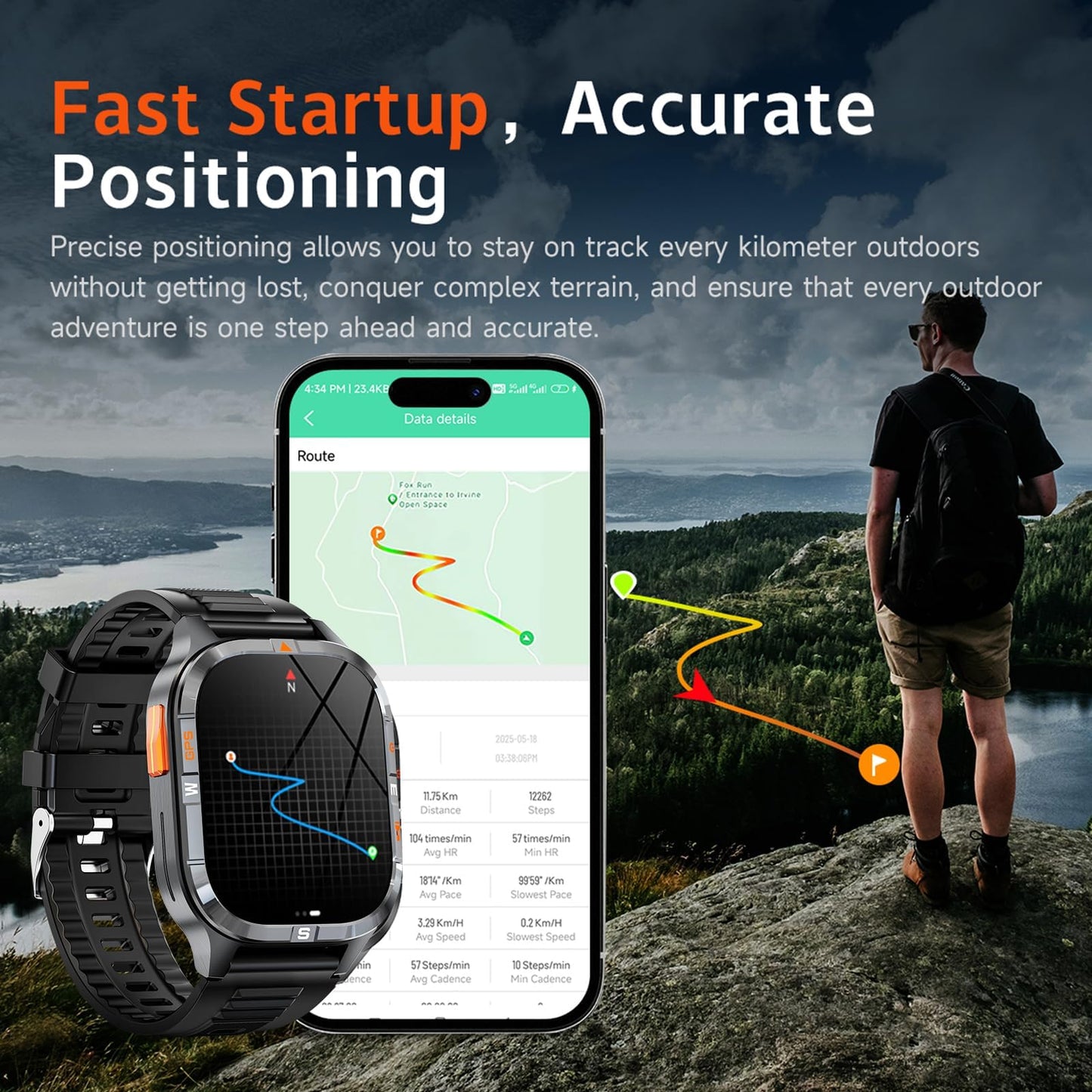 Military GPS Smart Watch for Men with Compass/Altitude/Flashlight，2.01" HD Screen smart watch with Voice Assistant/Bluetooth Calling，Smartwatch for Android&iOS, Activity Tracker Multiple Sport Modes