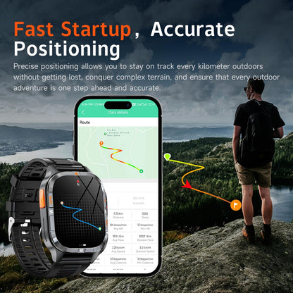 Military GPS Smart Watch for Men with Compass/Altitude/Flashlight，2.01" HD Screen smart watch with Voice Assistant/Bluetooth Calling，Smartwatch for Android&iOS, Activity Tracker Multiple Sport Modes