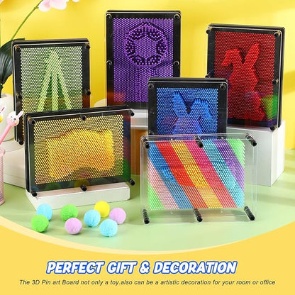 Jenaai 8 Pack 3D Pin Art Toy Colourful Plastic Board Large Size 6 x 8 Inches Pin Impression Sculpture Needle Toys Sculpture for Kids Adults Hand Mold Board Gifts Home Office Decoration