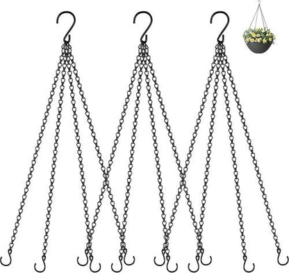 Garini 23-Inch Hanging Basket Chains - Durable Plant Hangers with Hooks for Planters & Bird Feeders | Black 3-Pack