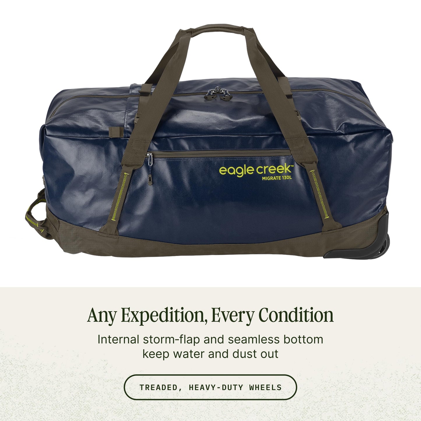 Eagle Creek Migrate 130L Wheeled Duffel Bag – Durable, Weather-Resistant Travel Duffel with Smooth Wheels - Multiple Carry Options for Easy Transport - Rush Blue