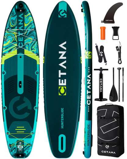 CETANA 11'6×35" Extra Wide Stand Up Paddle Board for Adults & Youth, 400lb Capacity Inflatable Paddle Board, Sup for 2+1 Person with Removable US Fin, 100L Backpack, Floating Paddle, Safety Leash