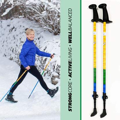 Urban Poling Spirit Nordic Walking Poles Adjustable Walking Poles with Snow Baskets, Ergonomic CoreGrip, Lightweight Collapsible Walking Sticks for Outdoor Walking and Fitness