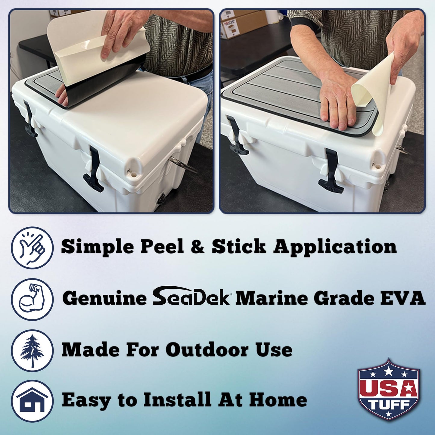 USATuff SeaDek EVA Mat Cooler Pad fits YETI 45 Tundra | Peel & Stick Application | Non Slip Comfort Accessories - Feet Hangin We Bangin (OliveGreen-Mocha)