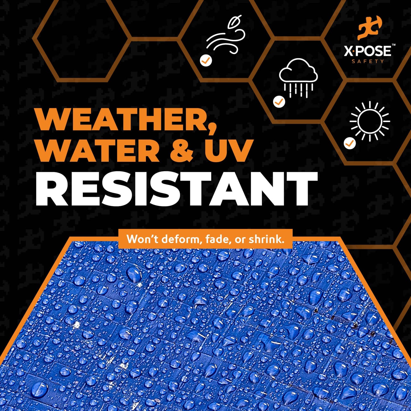 Xpose Safety 30’ x 50’ Heavy Blue/Brown Tarp - Waterproof - 7 Mil Weatherproof Camping Tarp for Tent, Rain, Wind & Sun - Plastic Tarpaulin Cover Outdoor for Roof, Trailer, RV, Car, Boat