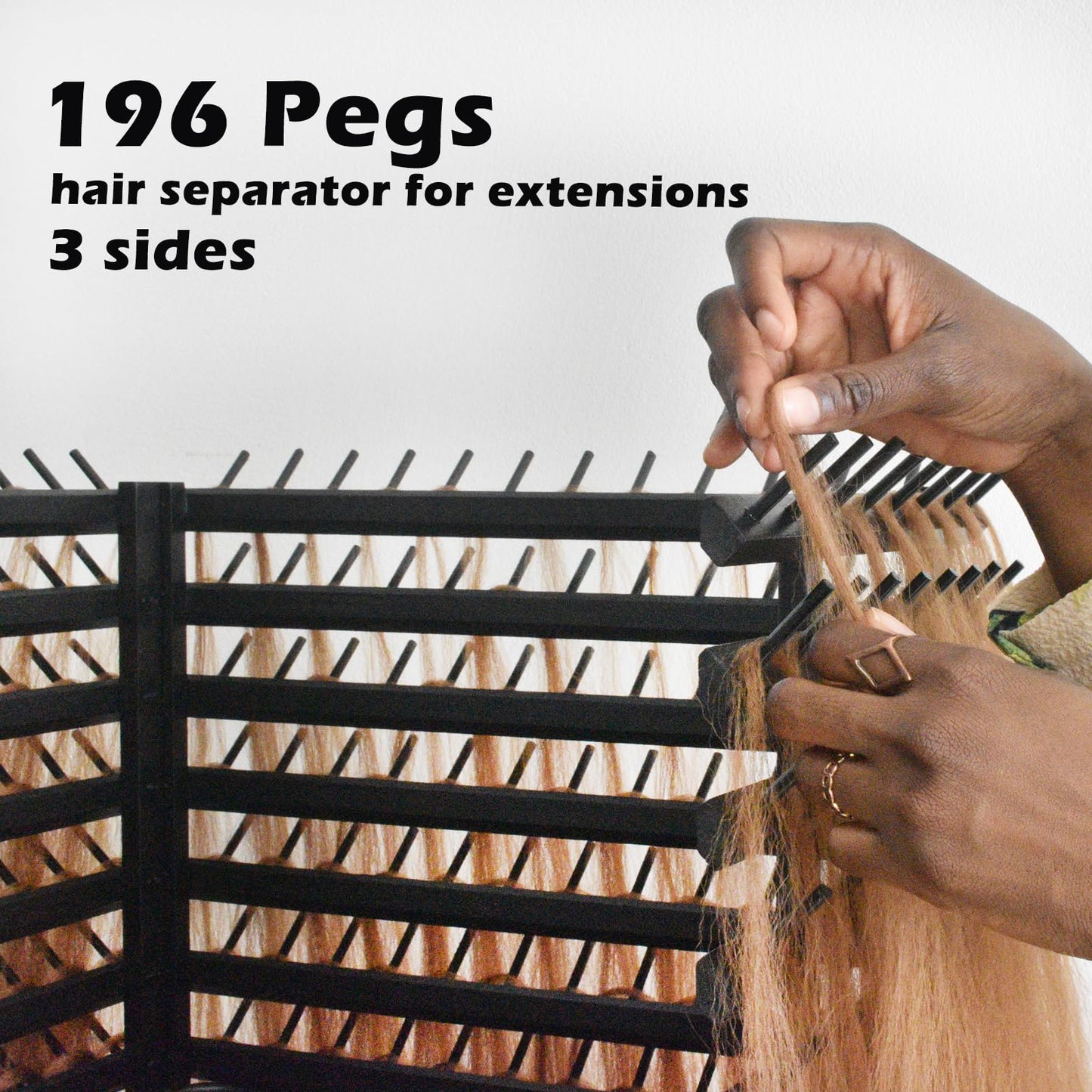 Braiding Hair Rack with 196 Pegs, Hair Extension Holder with 4 Tiers Storage Cart, Classical Black Braiding Rack Stand for Hair Braider, Sturdy Hair Rack for Salon, Home, Braiding School