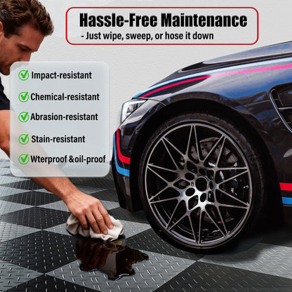 HTWELL Interlocking Garage Floor Tiles,Industrial Heavy-Duty,Non-Slip,Easy Clean,100% Virgin PP Modular Snap Together DIY Flooring for Garage,Basement,Workshop,Tool Sheds(16"x16"x0.71" 22 Pack Gray)